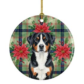 Greater Swiss Mountain Dog Christmas PoinsettIas Ceramic Ornament Christmas Tree Hanging Decorations for Home Christmas Holiday, Party, Gift, 3 i