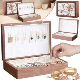 Solid Wood Jewelry Storage Box Ladies Retro Wooden Necklace Jewelry Bracelet Watch Display Box Handmade Wedding Birthday Anniversary Jewelry Coll