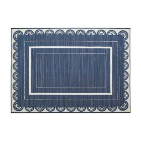 6' x 9' Navy Cream Scallop Outdoor Rug