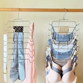 8-Layer Space-Saving Stainless Steel Underwear & Bras Organizer Hanger - Polished Metal Clothes Hanger with Anti-Slip Design (Quantity: 1pc)